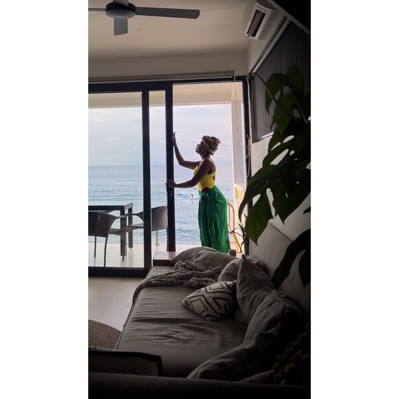 ROSIE ASSOULIN Women's Yellow Green Wrap Sarong Scoop Neck Beach Dress Size 6 - Picture 12 of 12